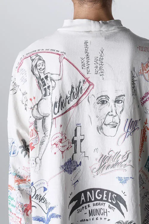 SAINT Mxxxxxx × BORNXRAISED BR_LS TEE/LA/WHT Latest co-branded model LA diamond all-over long sleeves off-white S-XL Super heavy work started in February and lasted three months Super complex 36 sets of screens Outlined pictures make you doubt your life Super perfect reproduction of printing Genuine Czech diamonds Pressure-free reproduction